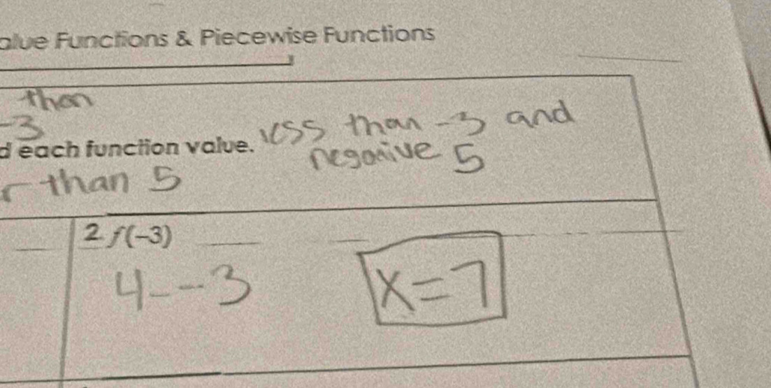 alue Functions & Piecewise Functions
d