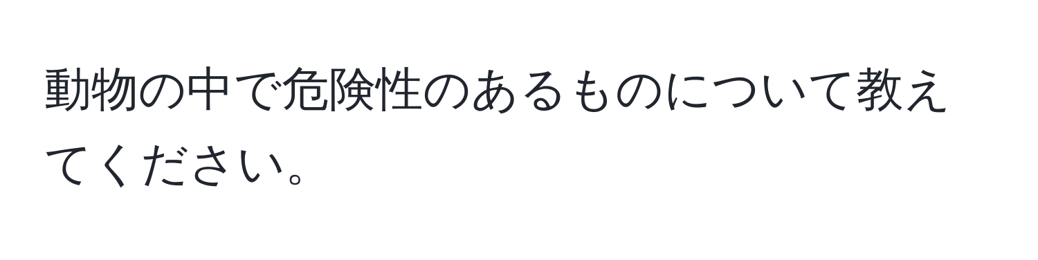 動物の中で危険性のあるものについて教えてください。