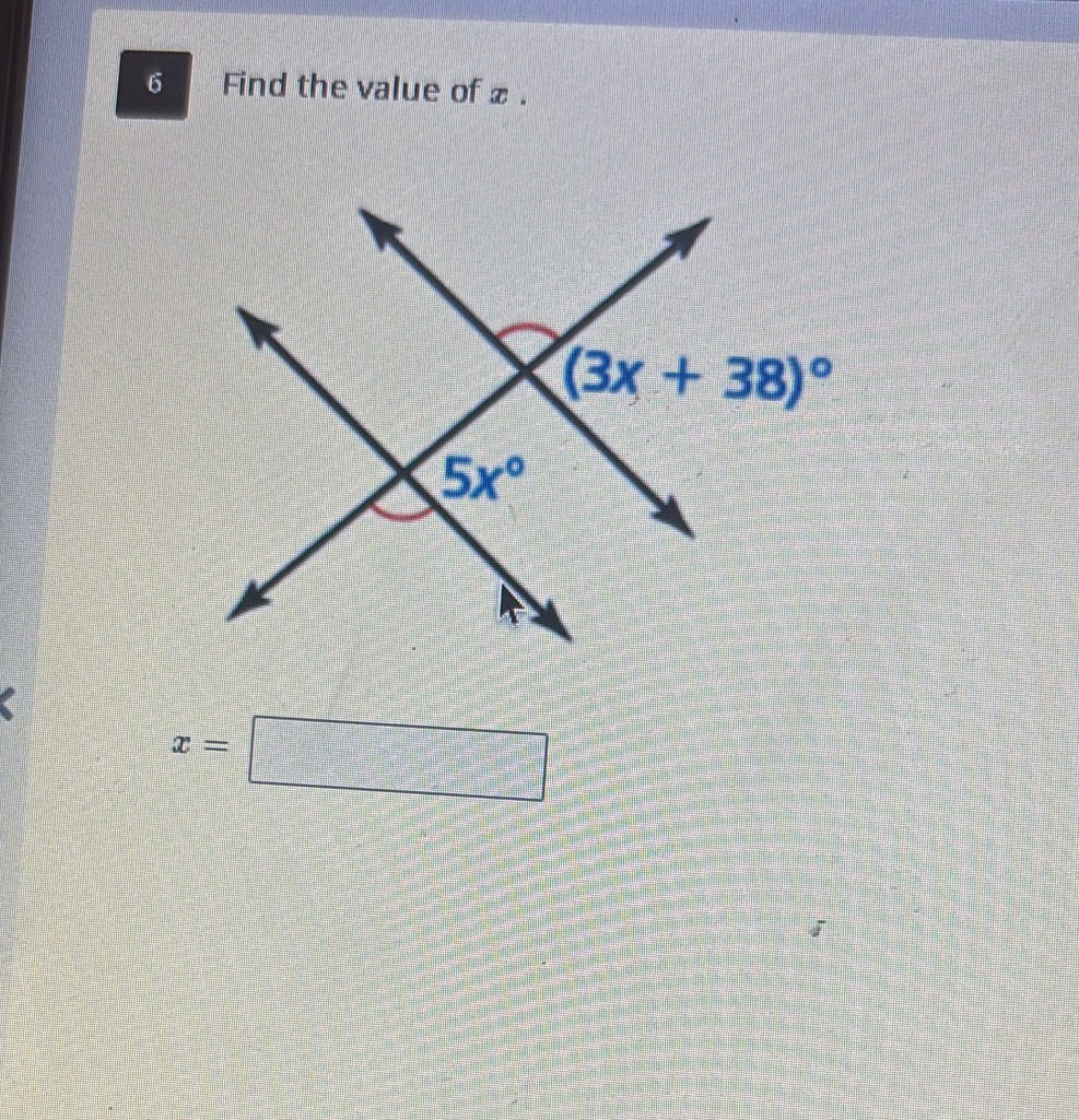 Find the value of £ .
4
x=□