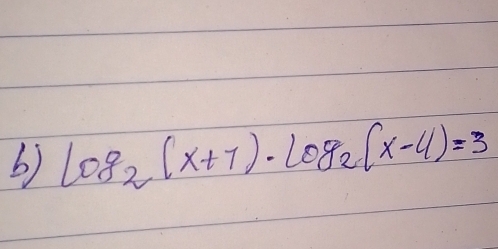 log _2(x+7)· log _2(x-4)=3