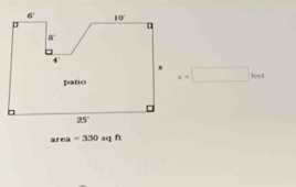 x=□ km
area=330 sqft