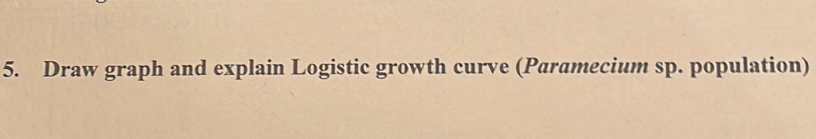 Draw graph and explain Logistic growth curve (Paramecium sp. population)