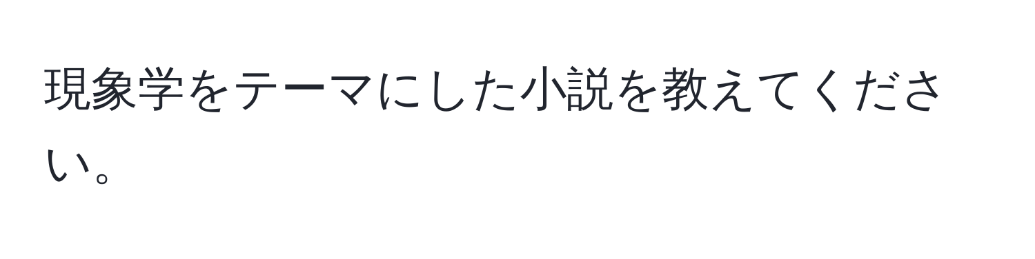 現象学をテーマにした小説を教えてください。