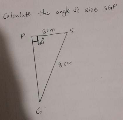 Calculate the angle of size sGp