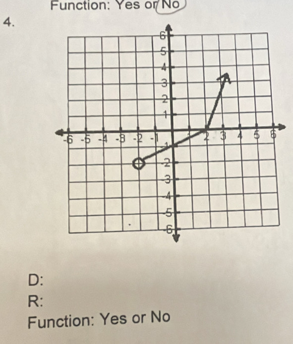 Function: Yes or No
4.
D:
R:
Function: Yes or No