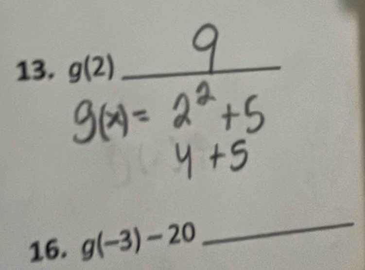 g(2) _ 
_ 
16. g(-3)-20
_