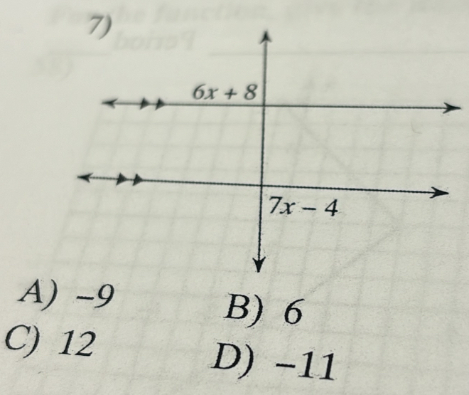 A) -9
B) 6
C) 12
D) -11