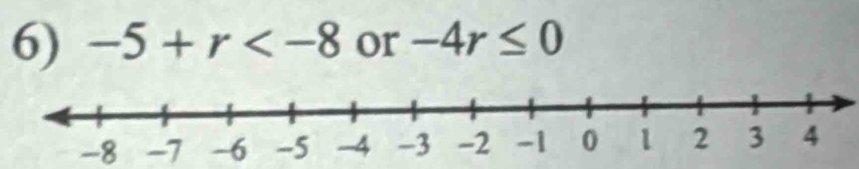 -5+r or -4r≤ 0
-8 -7