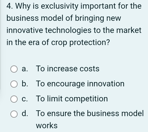 Solved: Why is exclusivity important for the business model of bringing ...