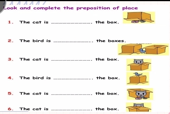 Resuelto:Look and complete the preposition of place 1. The cat is _the ...