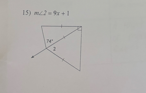 m∠ 2=9x+1