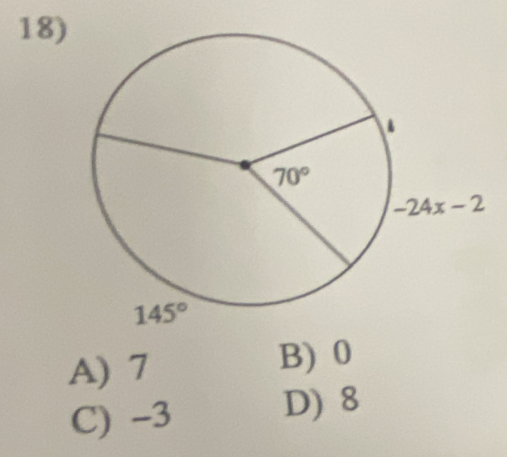 A) 7
B) 0
C) -3
D) 8