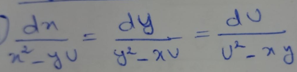  dx/x^2-yu = dy/y^2-xv = du/u^2-xy 