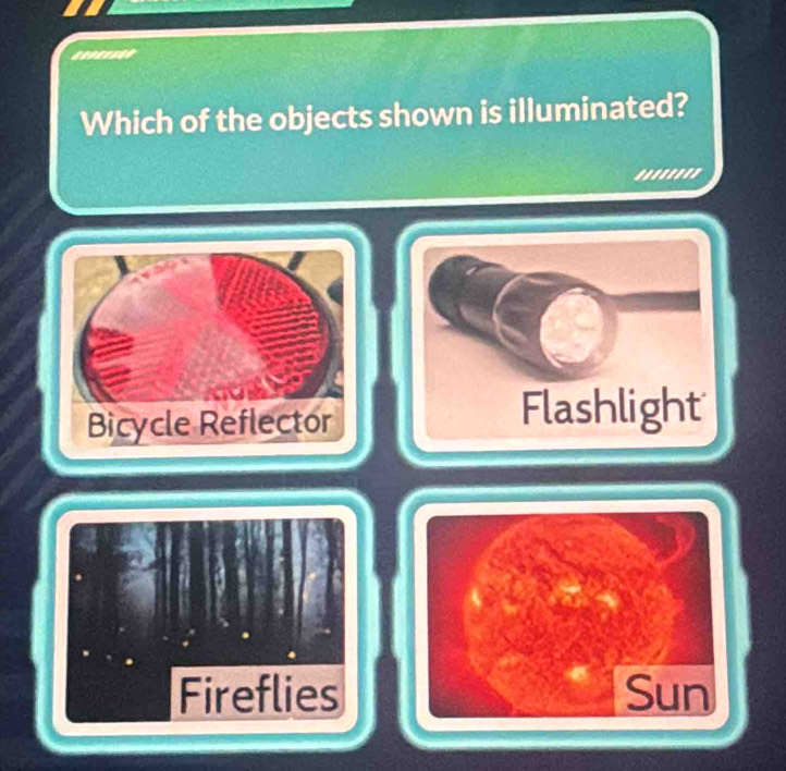 Which of the objects shown is illuminated? 
'''''''' 
Sun