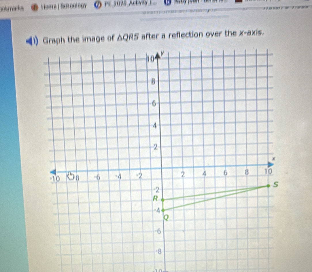 solmarks Home | Schoology PE 2090 Activily
△ QRS after a reflection over the x=a* is