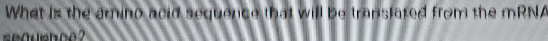 What is the amino acid sequence that will be translated from the mRNA 
seavence?