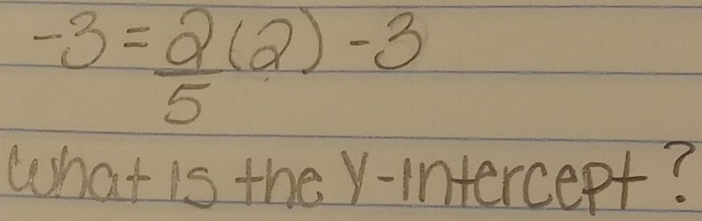 -3= 2/5 (2)-3
What is the y-intercept?