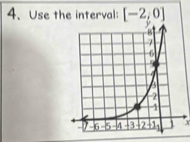 Use the interval: [-2,0]
x