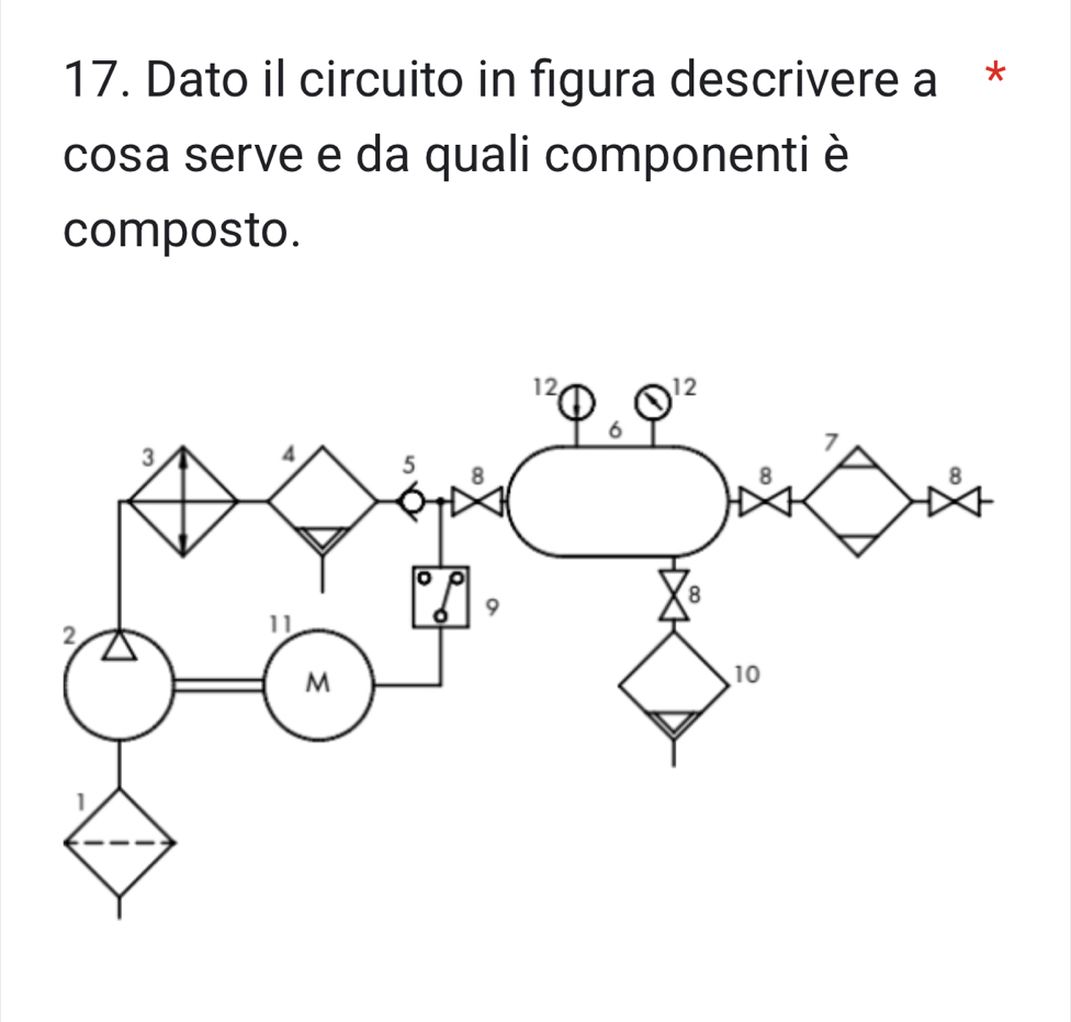 Dato il circuito in figura descrivere a * 
cosa serve e da quali componenti è 
composto.