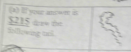 If your answer is
$215 drew the 
iolleving mil.