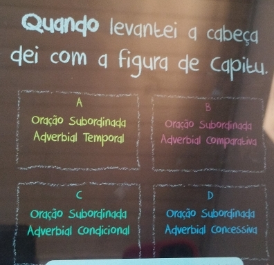 dei com 

a
Oração Subordinada Oração Subordinada
Adverbial Temporal Adverbial ComparaLiva
Oração Subordinada Oração Subordinada
Adverbial Condicional Adverbial Concessiva