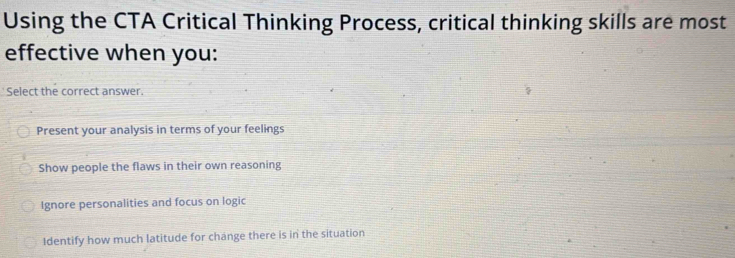 Solved: Using the CTA Critical Thinking Process, critical thinking ...