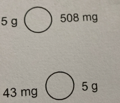 5gbigcirc 5 508m
A'=A'
43 mg
5 g