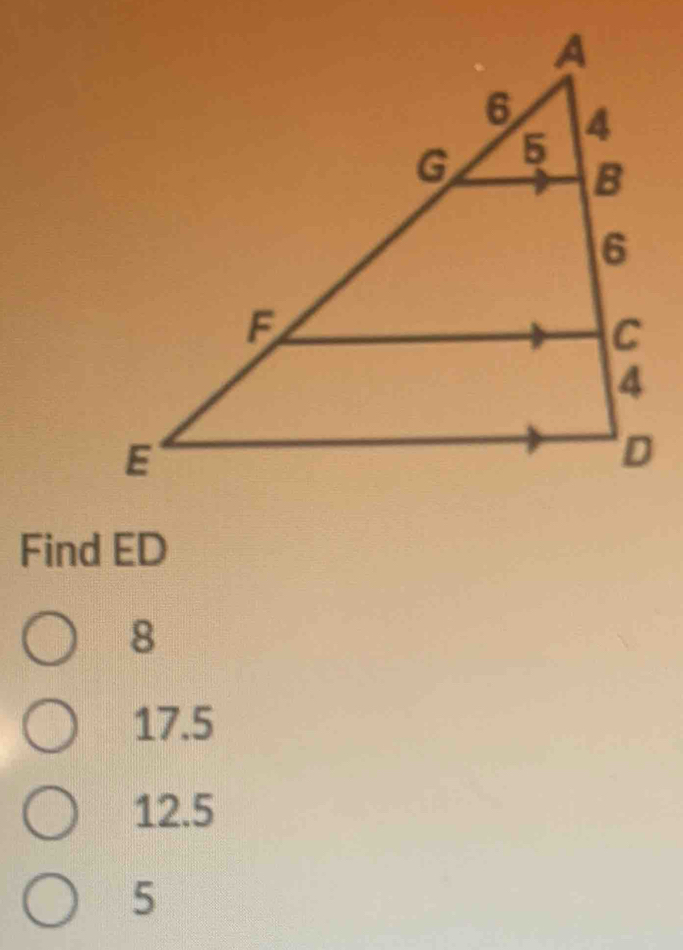 Find ED
8
17.5
12.5
5