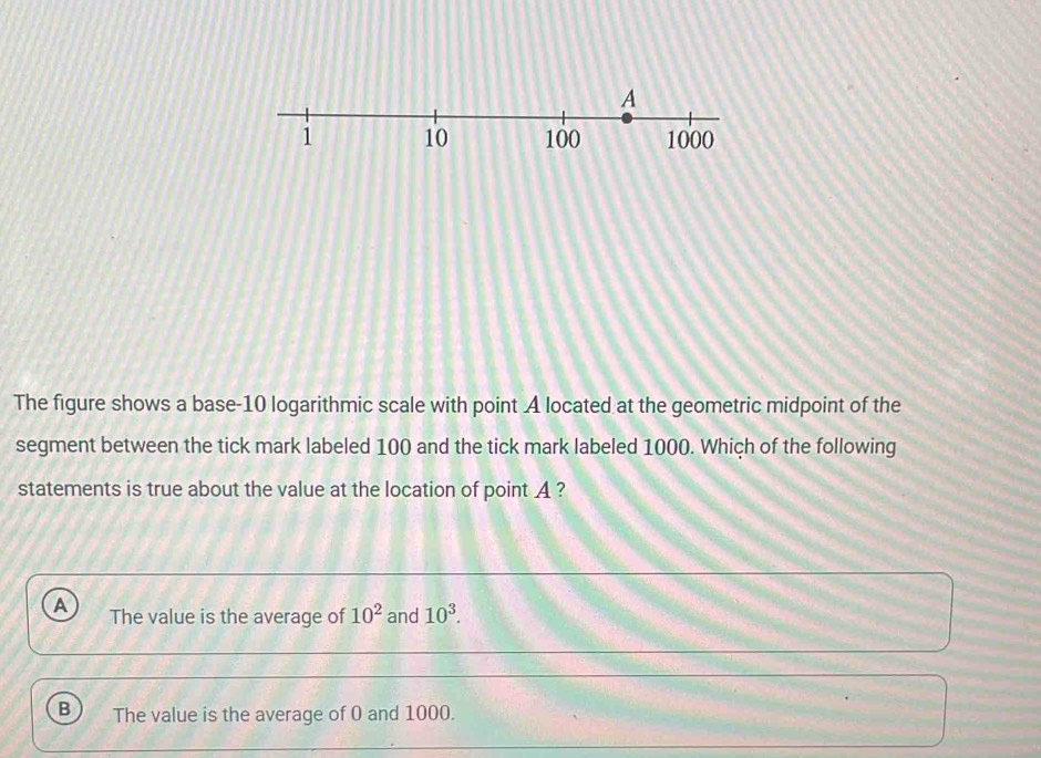 Solved: The figure shows a base- 10 logarithmic scale with point A ...