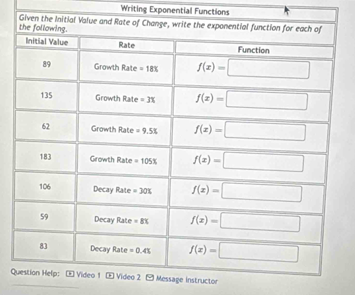 Writing Exponential Functions
Qinstructor