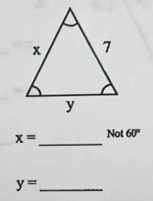 x=
Not 60°
y= _