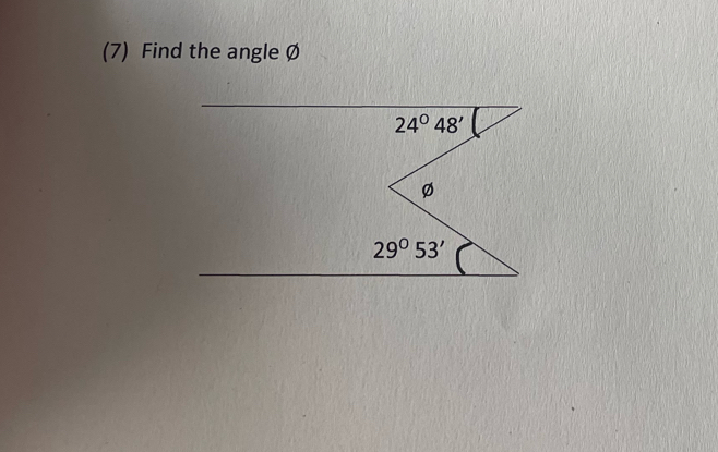 (7) Find the angle Ø