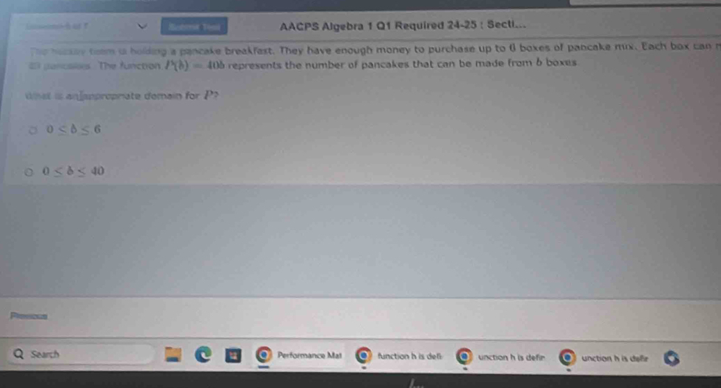 Solved: Sobrnk Veni AACPS Algebra 1 Q1 Required 24-25 : Secti... The ...