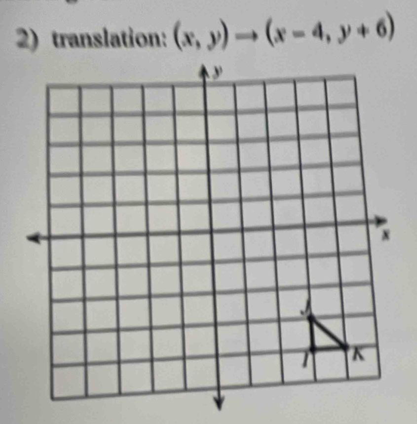 translation: (x,y)to (x-4,y+6)