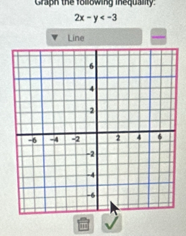 Graph the following inequality:
2x-y
Line
H