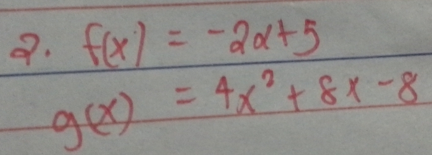 f(x)=-2x+5
9. g(x)=4x^2+8x-8