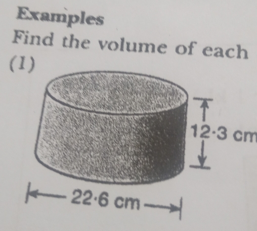 Examples 
Find the volume of each
12·3 cm