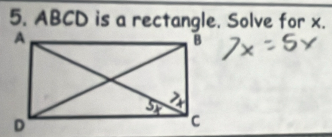 ABCD is a rectangle. Solve for x.