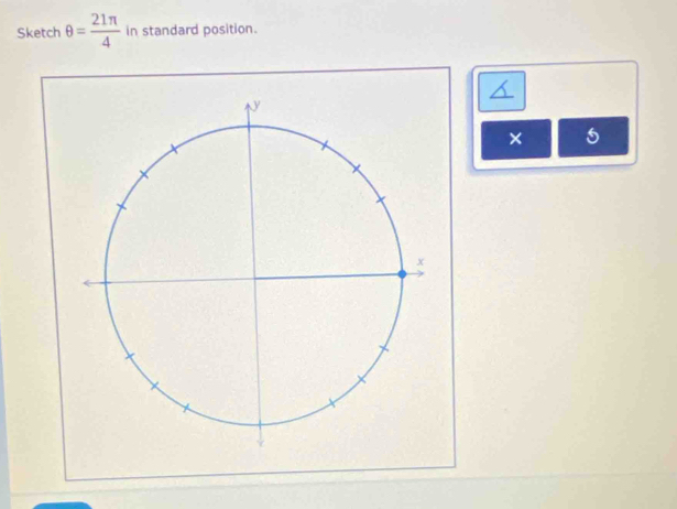 Sketch θ = 21π /4  in standard position. 
× 5