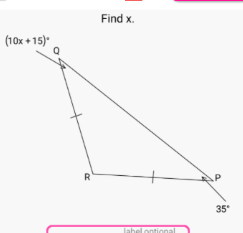 Find x.
lahel ontional