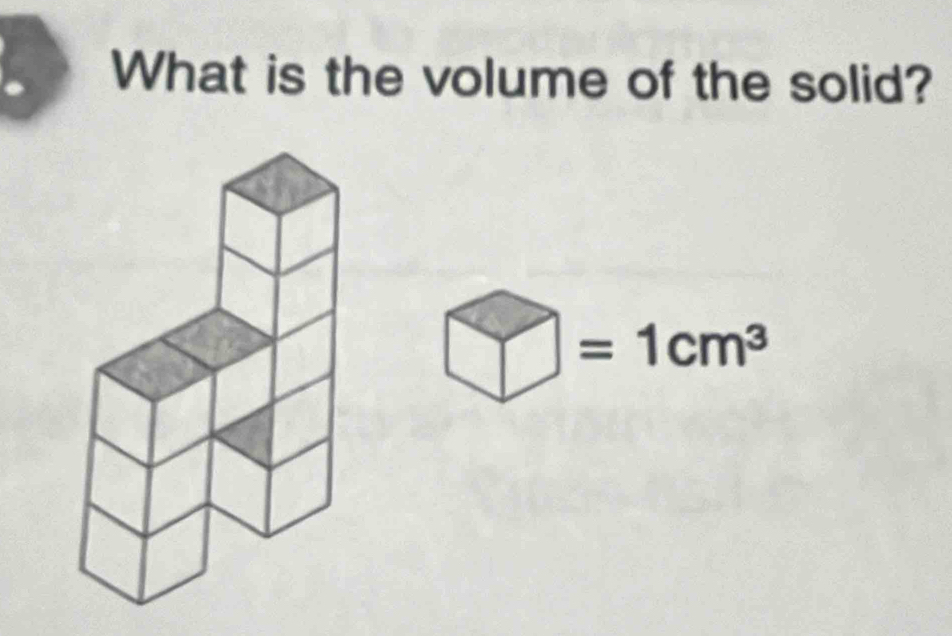 What is the volume of the solid?
=1cm^3