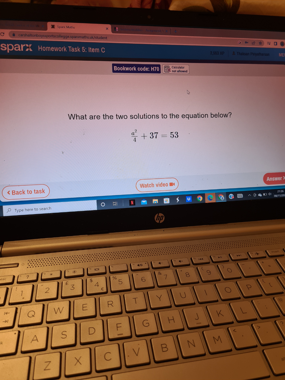 Solved: Sparx Maths × C carshaltonboyssportscollegge.sparxmaths.uk ...