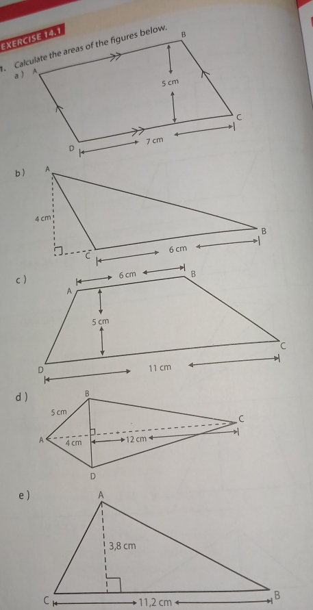 4 cm
B
6 cm
d)