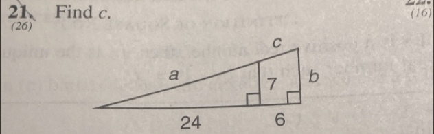 Find c. (16) 
(26)