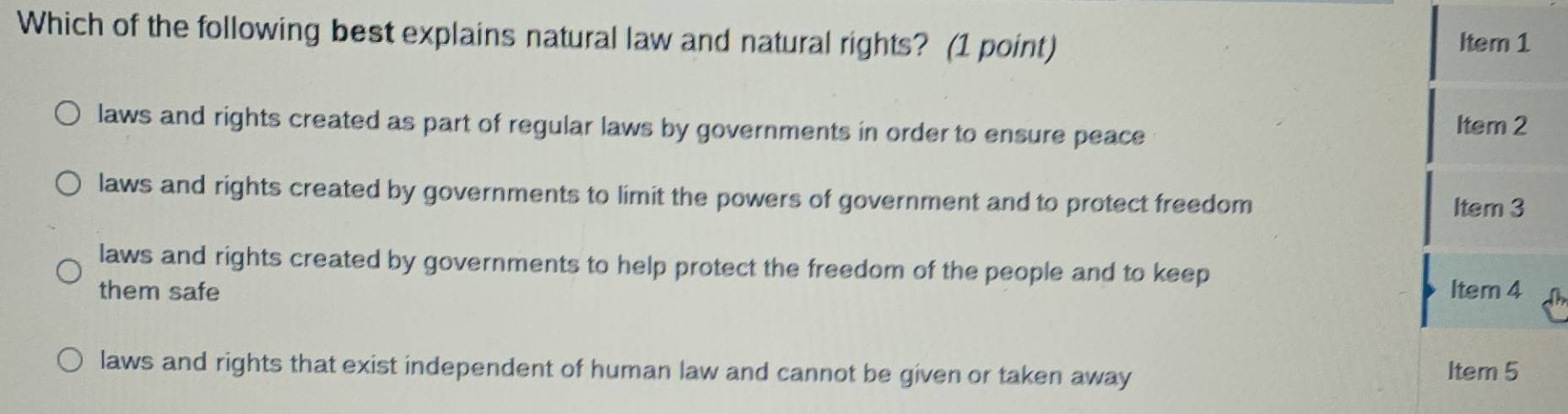 Solved: Which of the following best explains natural law and natural ...