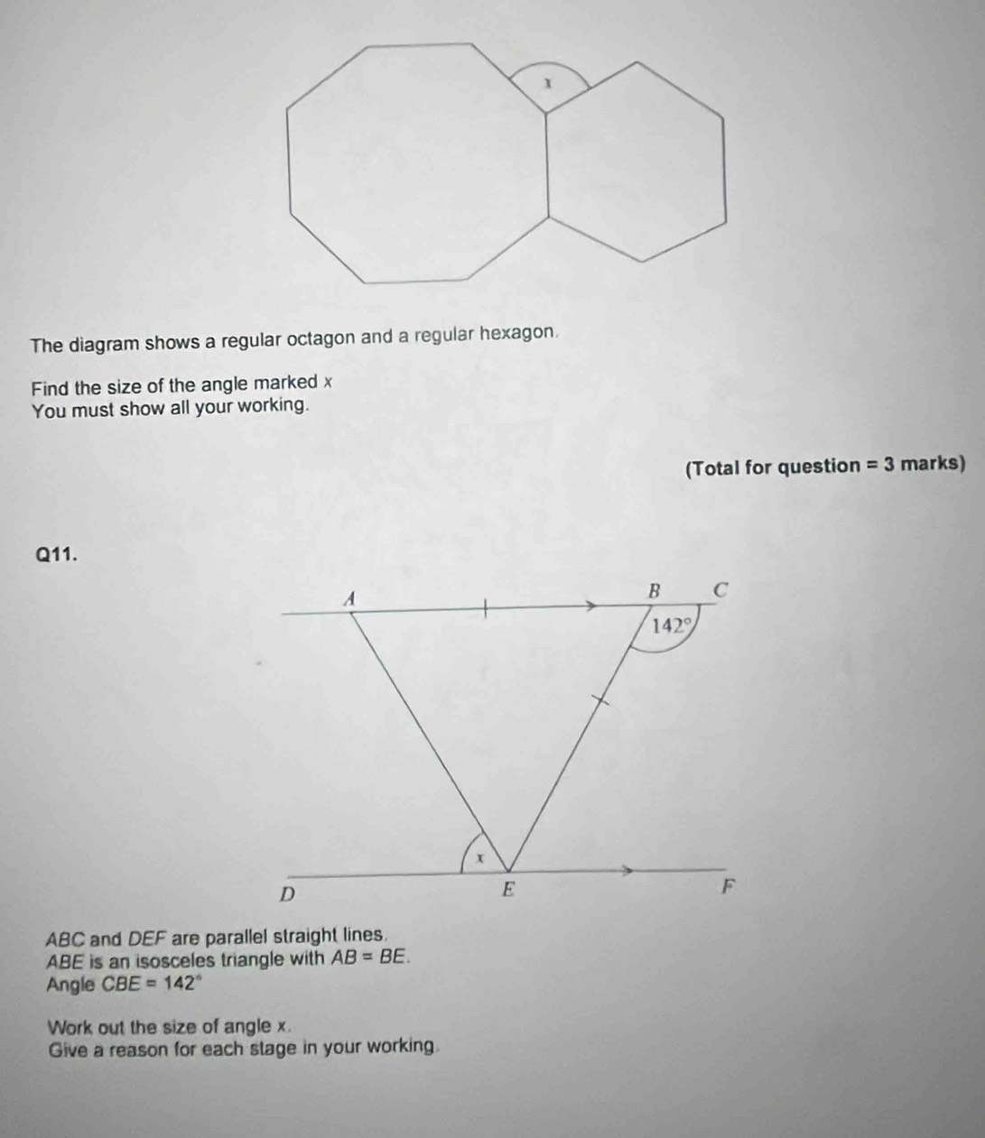 Solved: The diagram shows a regular octagon and a regular hexagon. Find ...