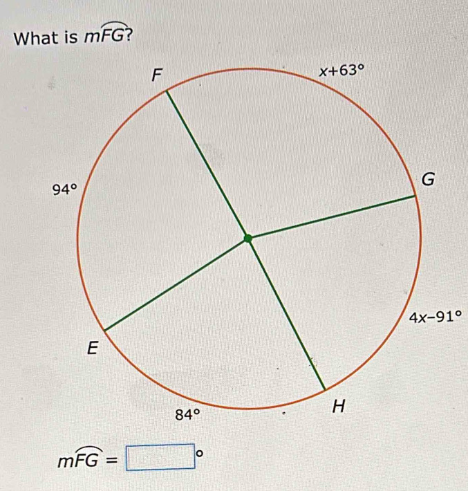 What is mwidehat FG
4x-91°
mwidehat FG=□°