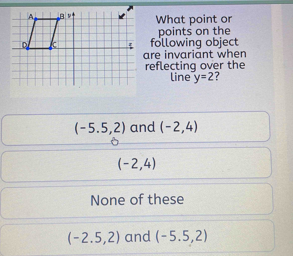 Solved: What point or points on the following object are invariant when ...