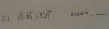 (0,-5)(-5,2) slope =_