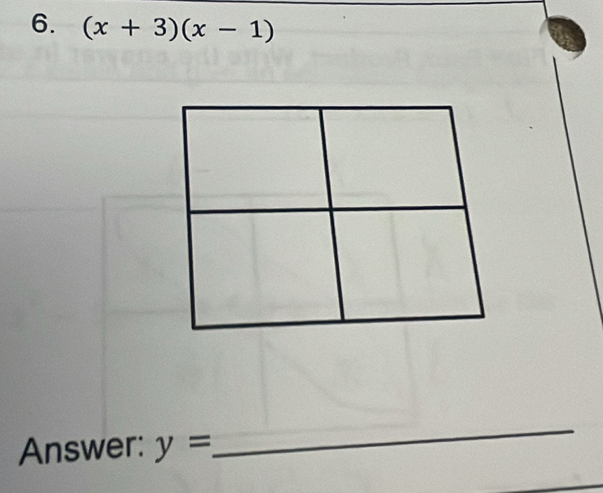 (x+3)(x-1)
Answer: y=
_